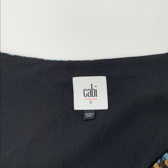 Cabi Poise flutter sleeve shift dress mini floral chiffon black blue v-neck S - Picture 5 of 5